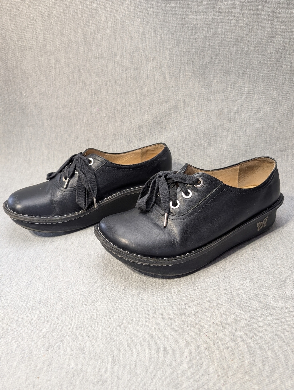 Alegria Abby Platform Shoes Women's 38 (8) Black Leather